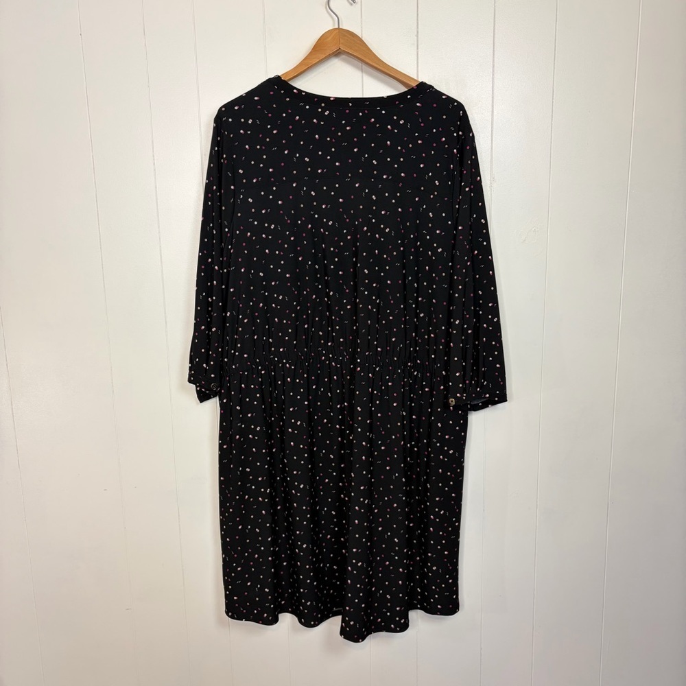 Penningtons Navy Blue 3/4 Sleeves Knee Length Polka Dot Dress Stretchy Size 3X - Picture 7 of 14